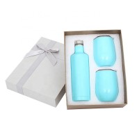 double wall vacuum insulated water bottle set with two wine tumblers and wine bottle , stainless steel wine bottle set for gift