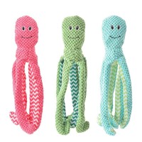 3 Pack Dog Squeaky Toys, Pet Puppy Dog Plush Squeak Toy Set for Small Medium Dogs Breed Durable Interactive Octopus Red Green Bl