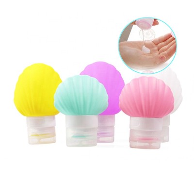 Portable soft shell shape silicone travel storage bottle for cosmetic shampoo and liquid