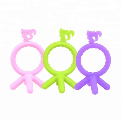 Round Shape Pendant Silicone Chewable Teether for Infant Toddler