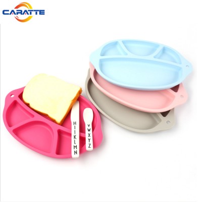 4 spaces custom baby food feeding silicone dinner plate for kids